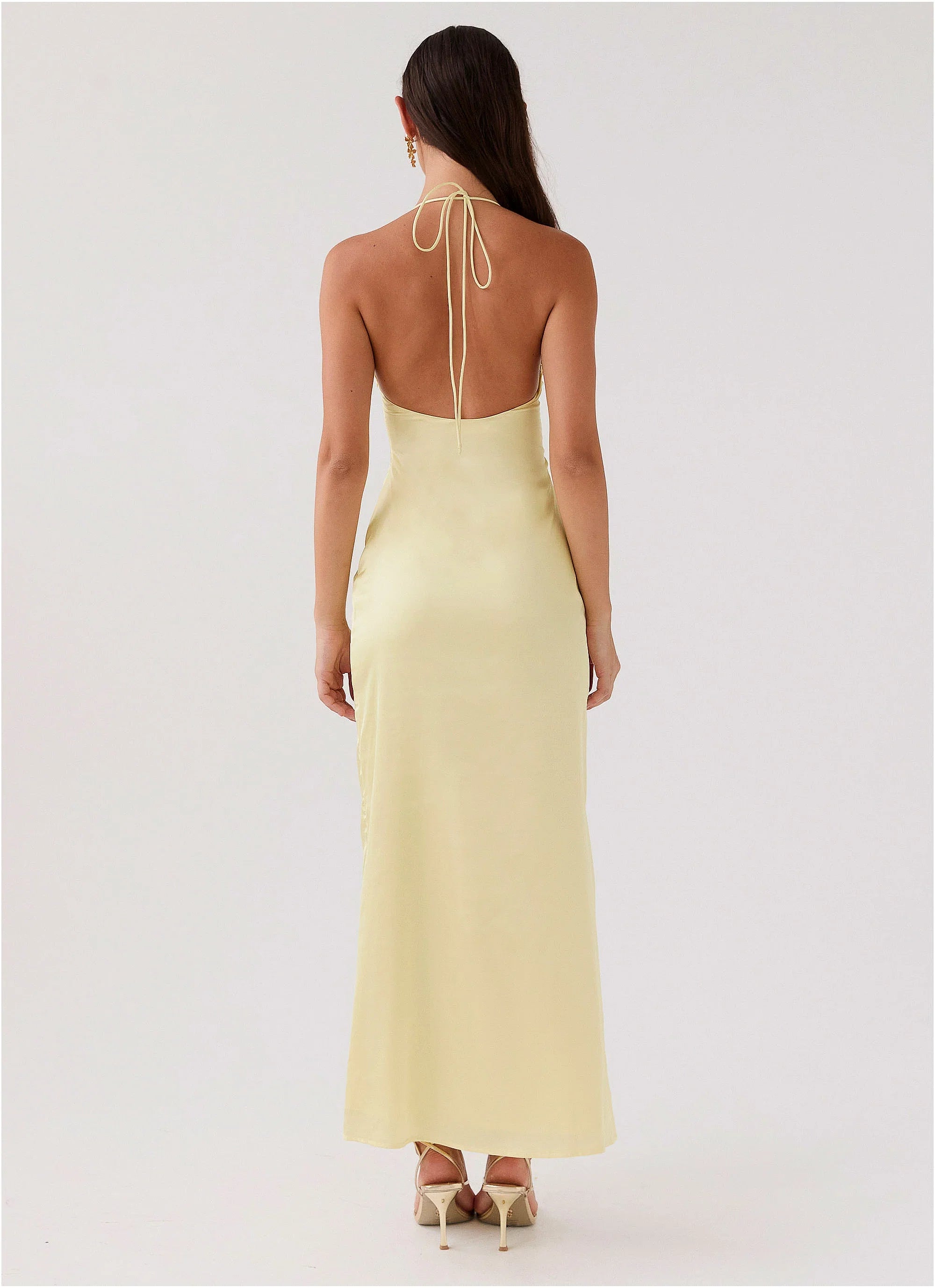 Dream Sight Lace Satin Maxi Dress Lemon