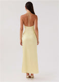 Dream Sight Lace Satin Maxi Dress Lemon