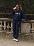 Navy Embroidered Oversized Joggers