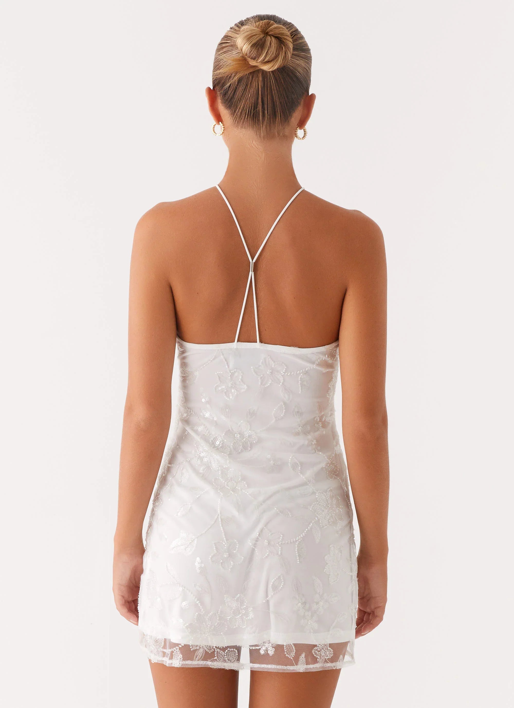 Rumi Beaded Mini Dress White
