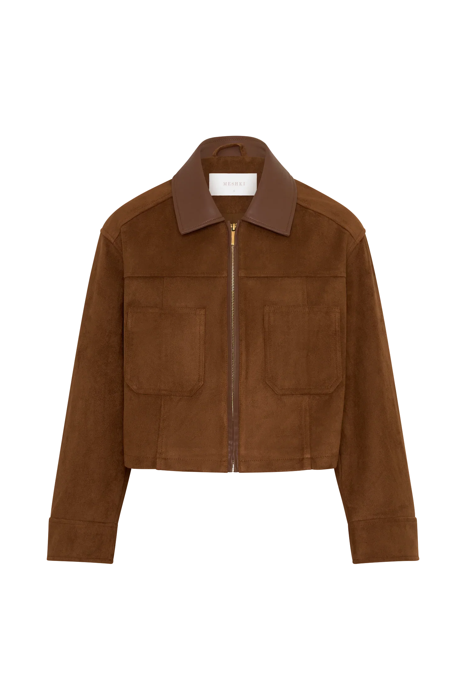 Remy Faux Suede Leather Collared Jacket Tan