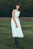 Monika Gathered Waist Cotton Midi Dress White