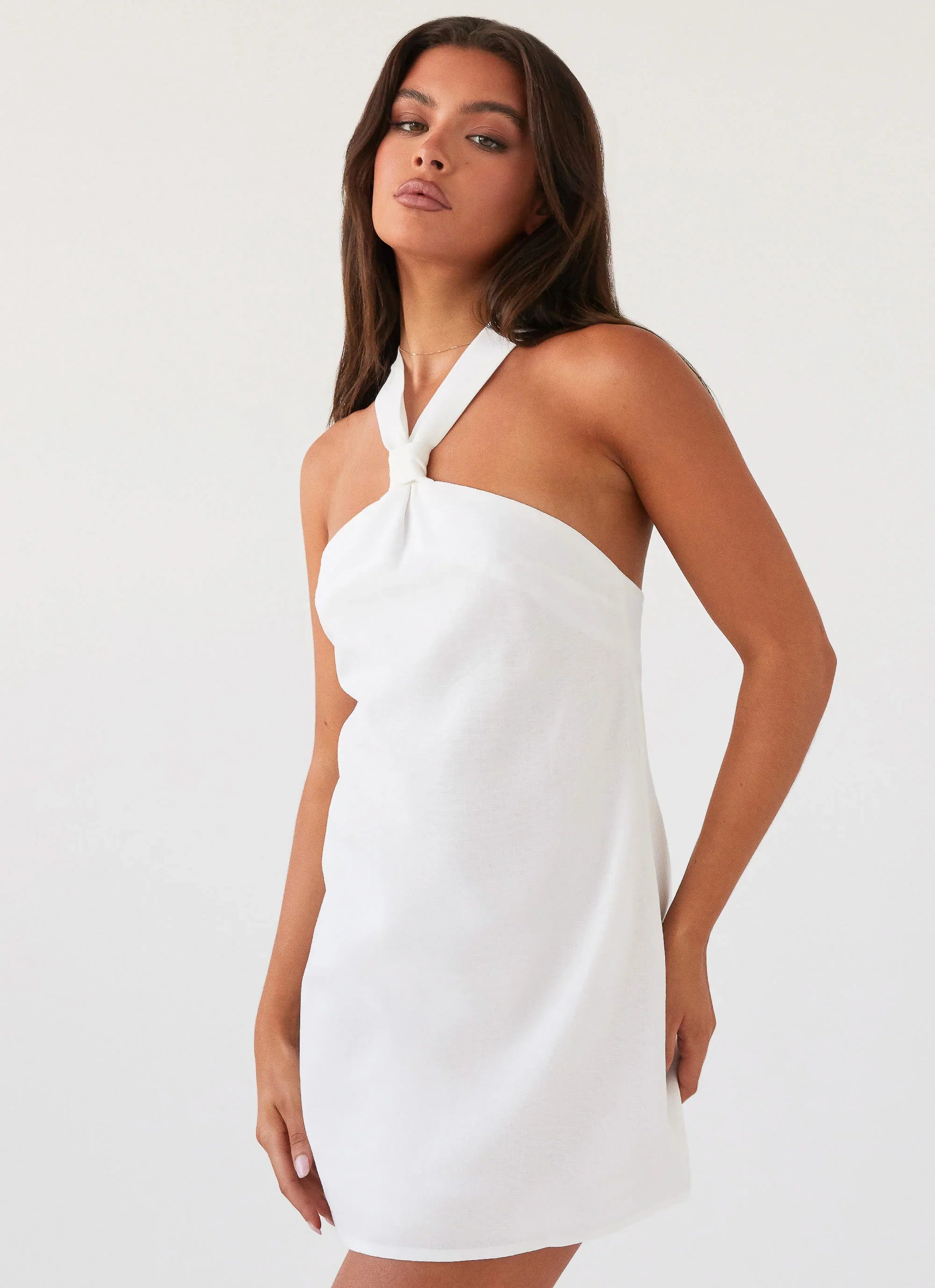 Keira Linen Micro Mini Dress White