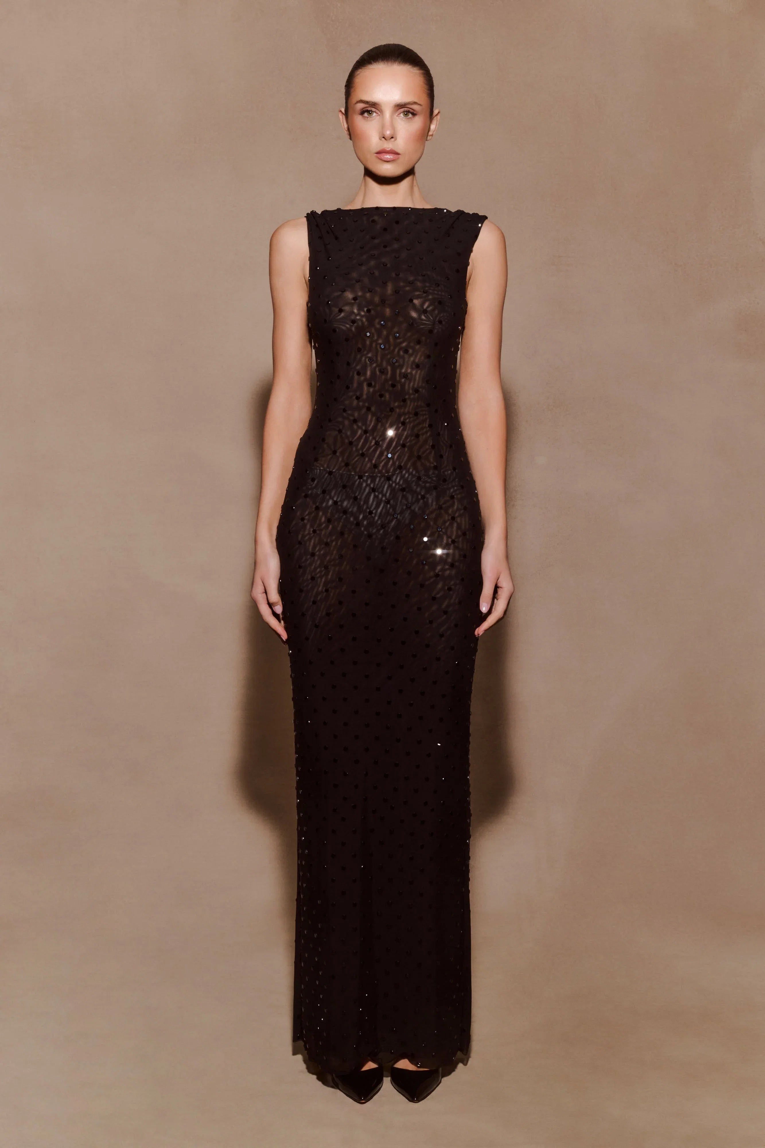 Samara Sleeveless Diamante Maxi Dress Black