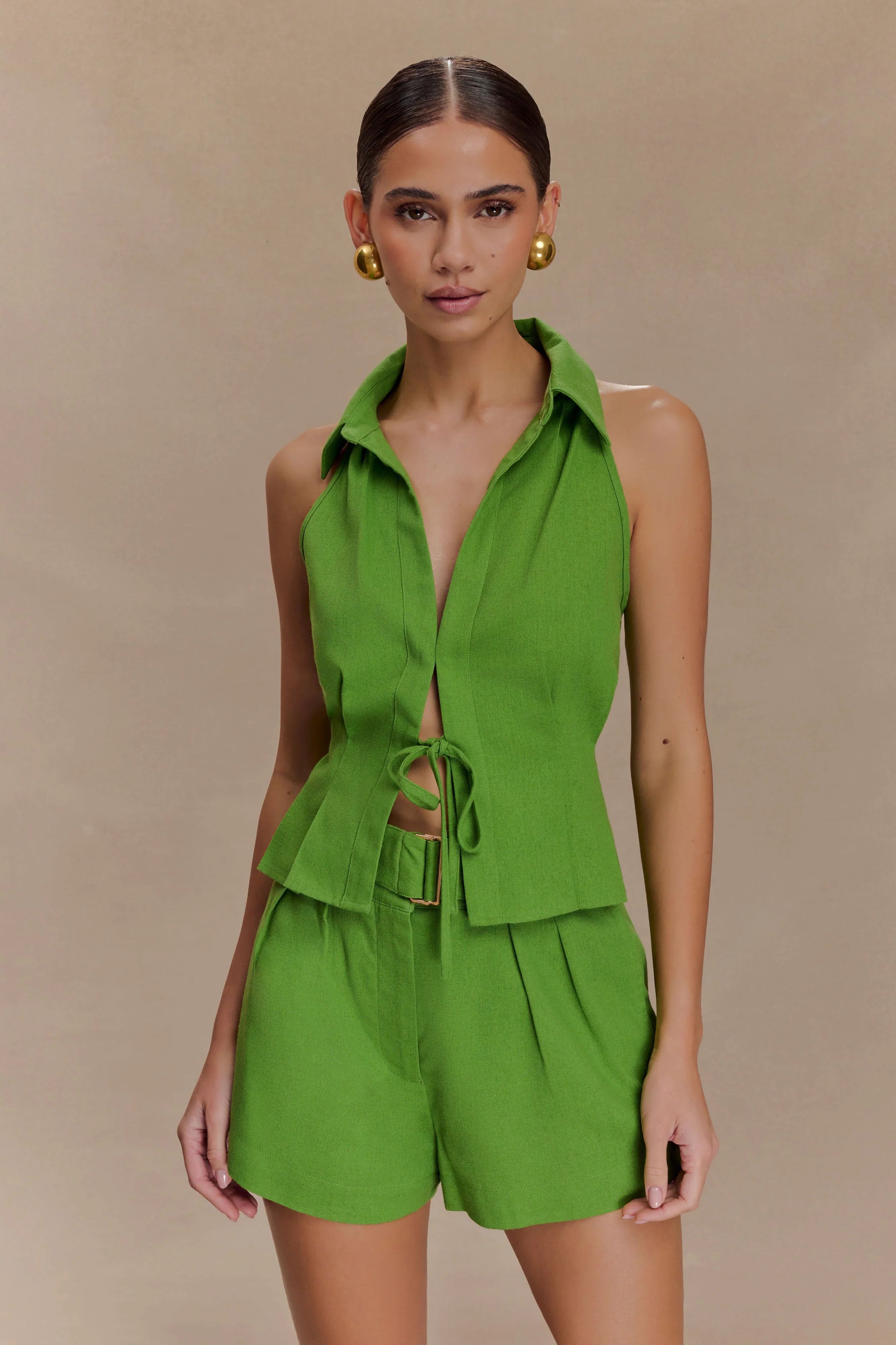 Scout Sleeveless Linen Shirt Green