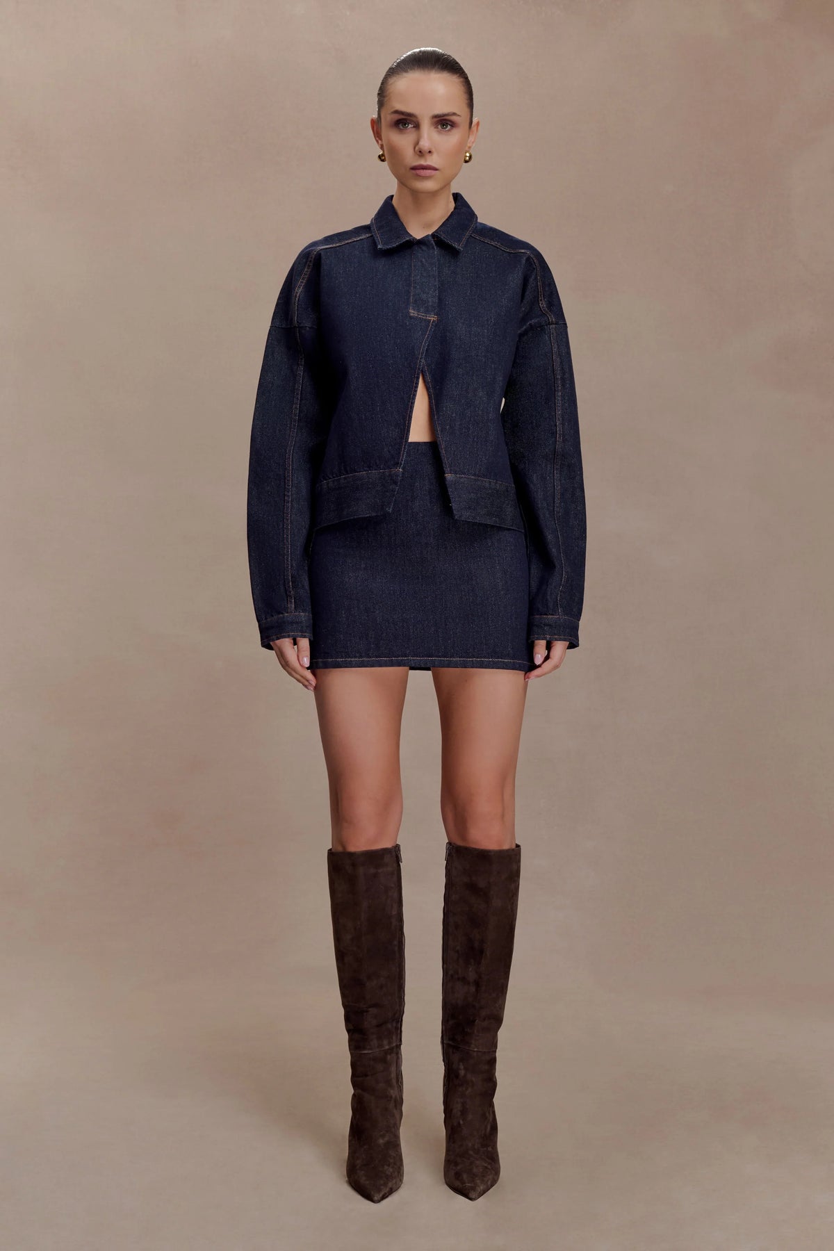 Ellie Denim Mini Skirt Washed Indigo Blue