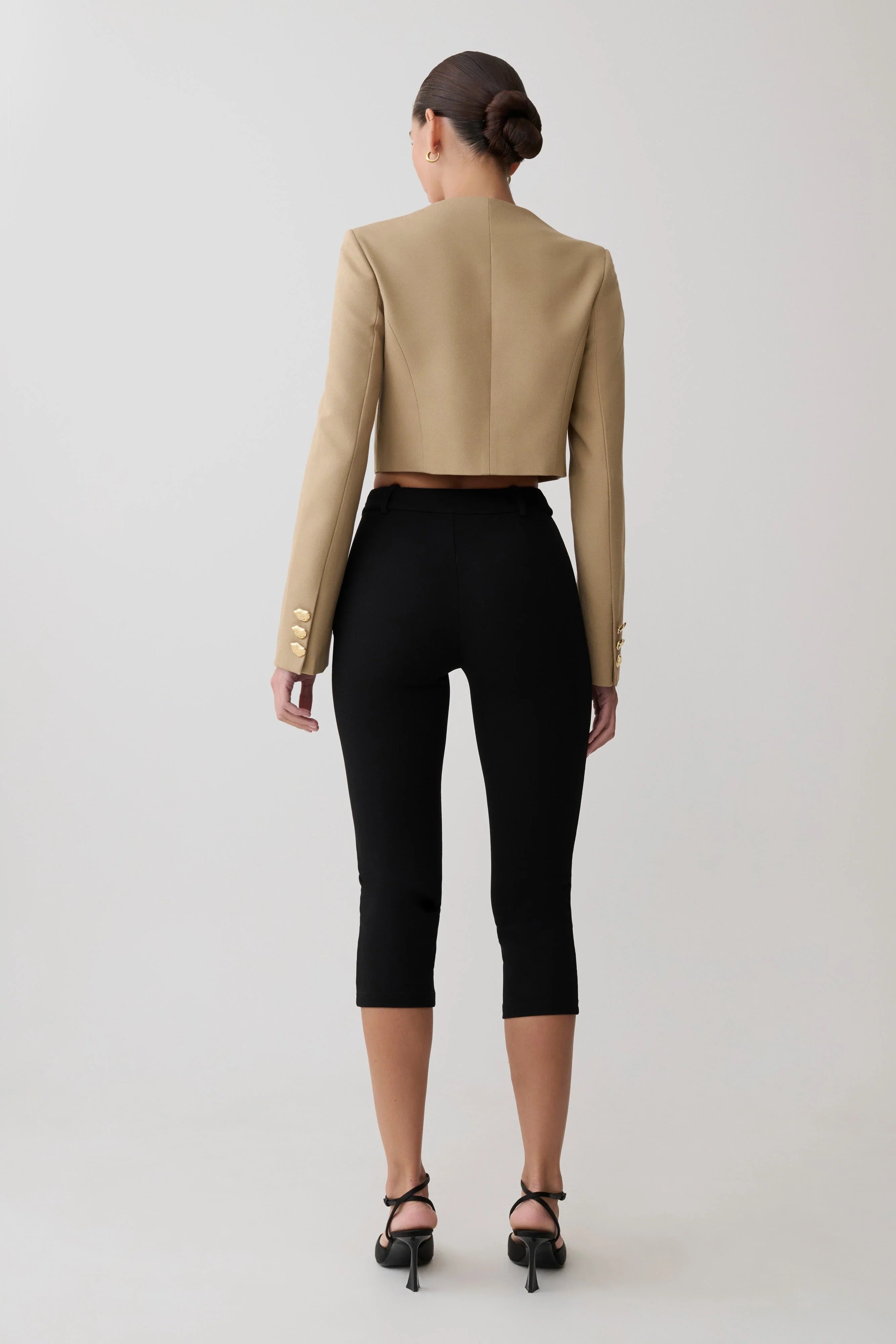 Marielle Button Up Cropped Jacket Taupe