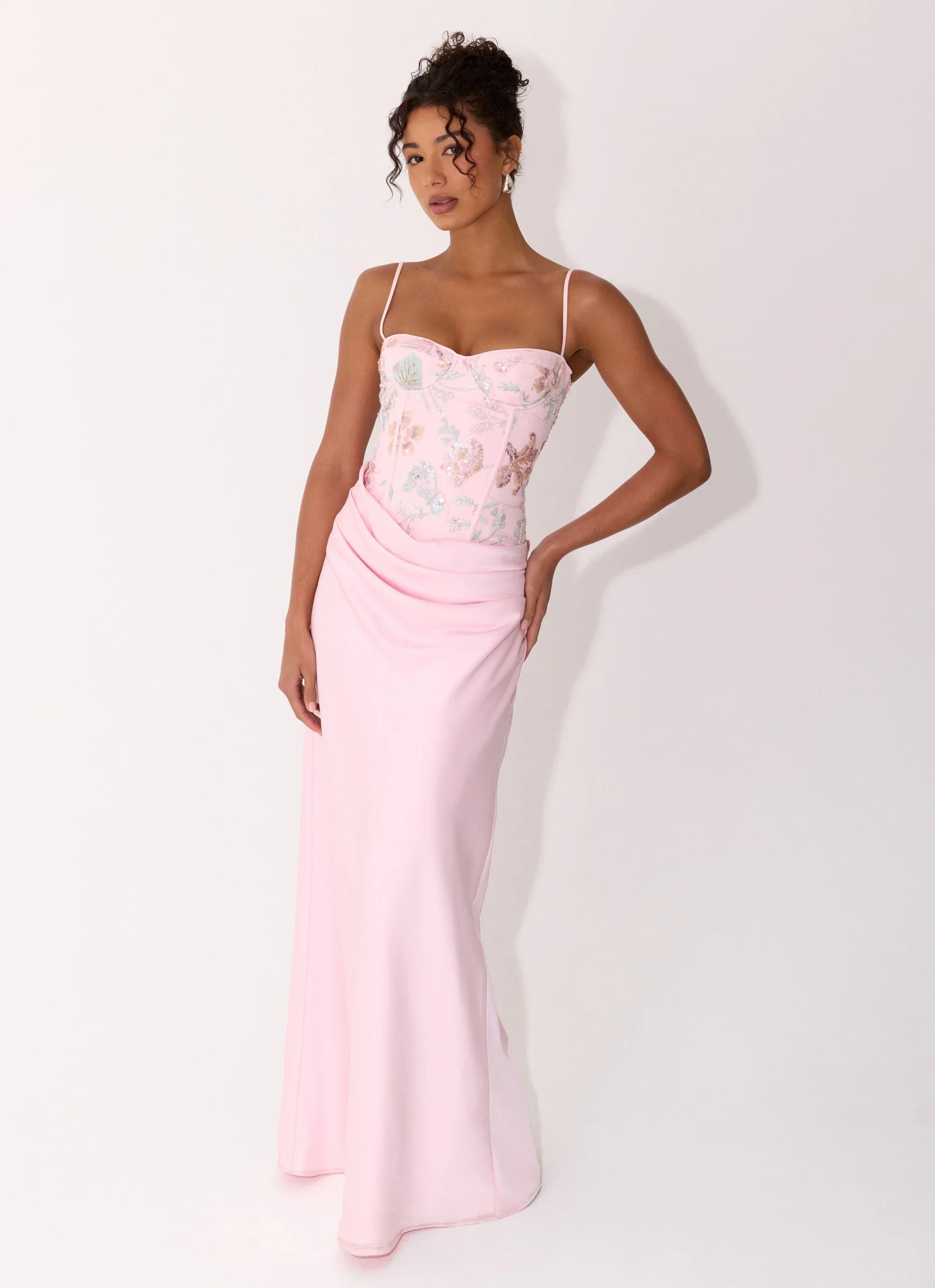 Euphoric Beaded Maxi Dress Pink Everbloom