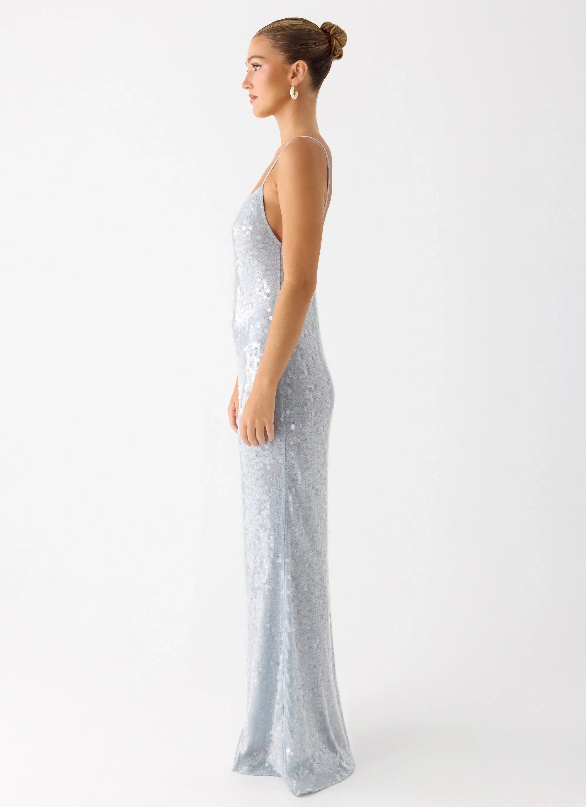 Solo Sequin Maxi Dress Misty Blue