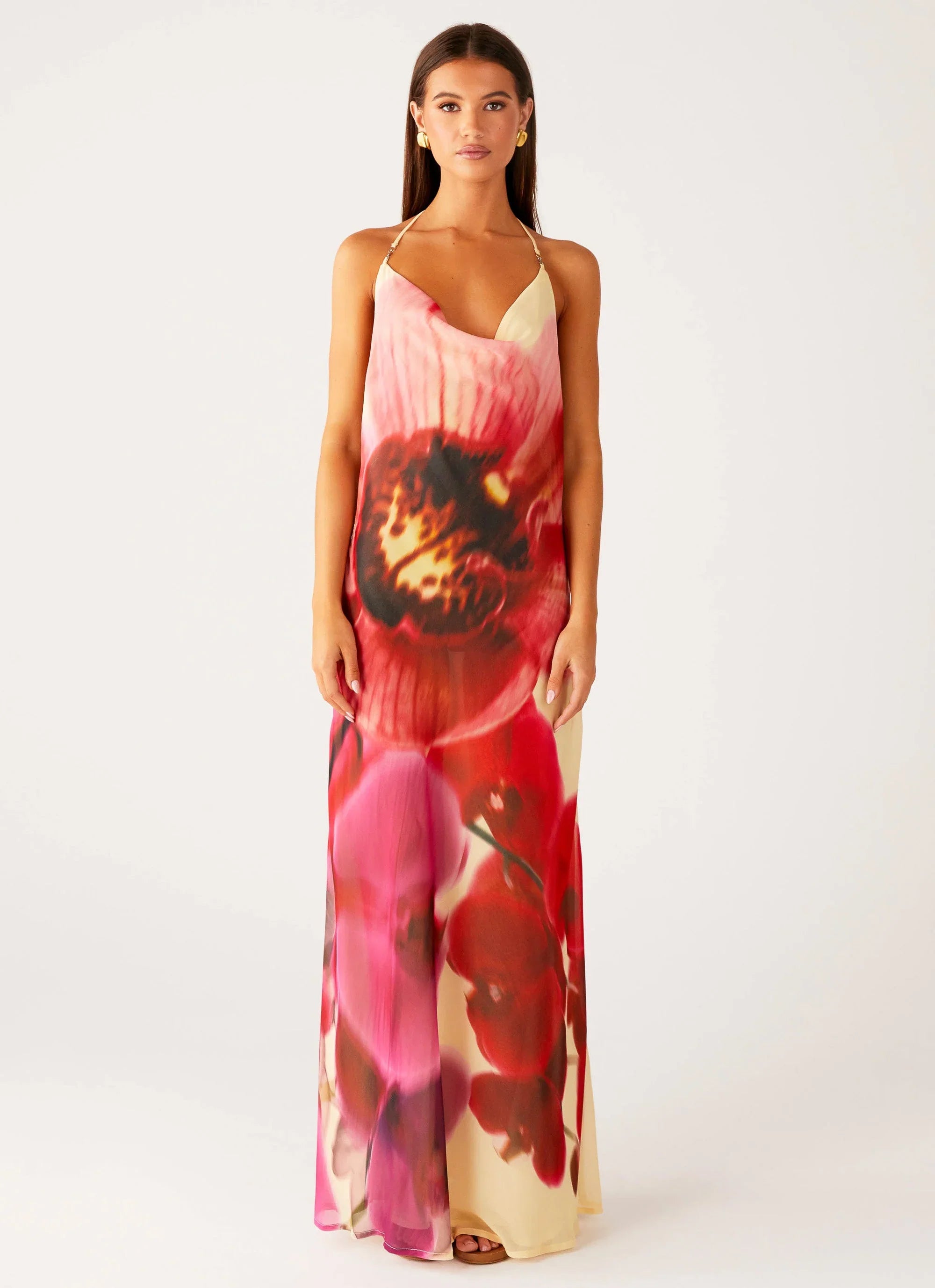 Morning Crush Cowl Maxi Dress Yellow Bloom