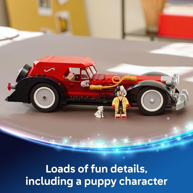 LEGO Disney Cruella De Vils Car Building Toy 101 Dalmations Pretend Play Vehicle Building Set for Girls Boys Ages 9 Gift Idea for Birthdays 43277