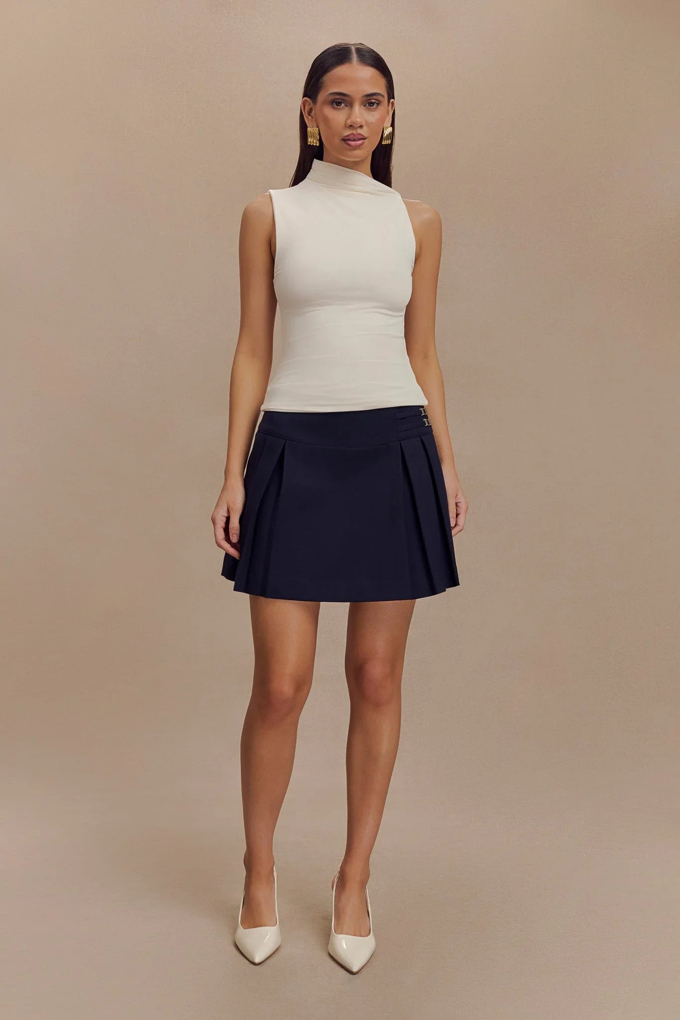 Hadleigh Sleeveless Slinky Top Ivory