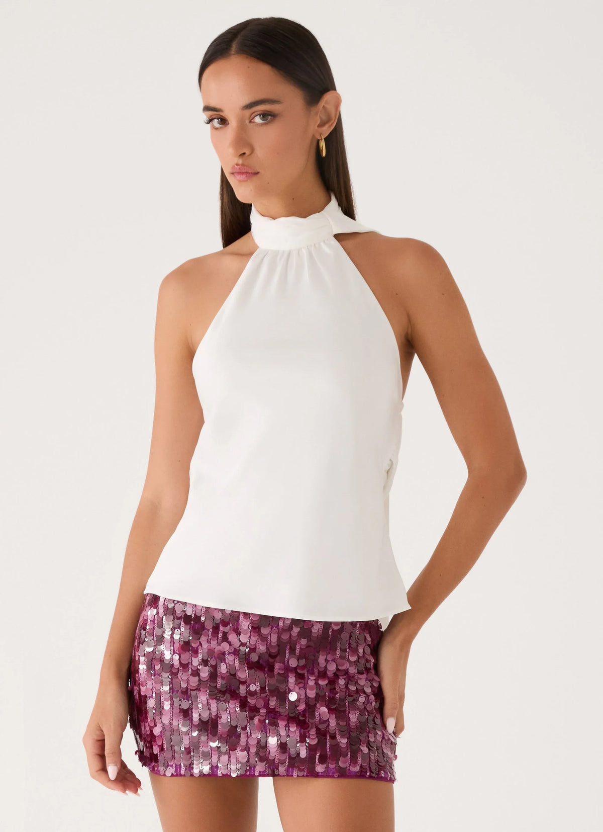 Keena Scarf Top Ivory