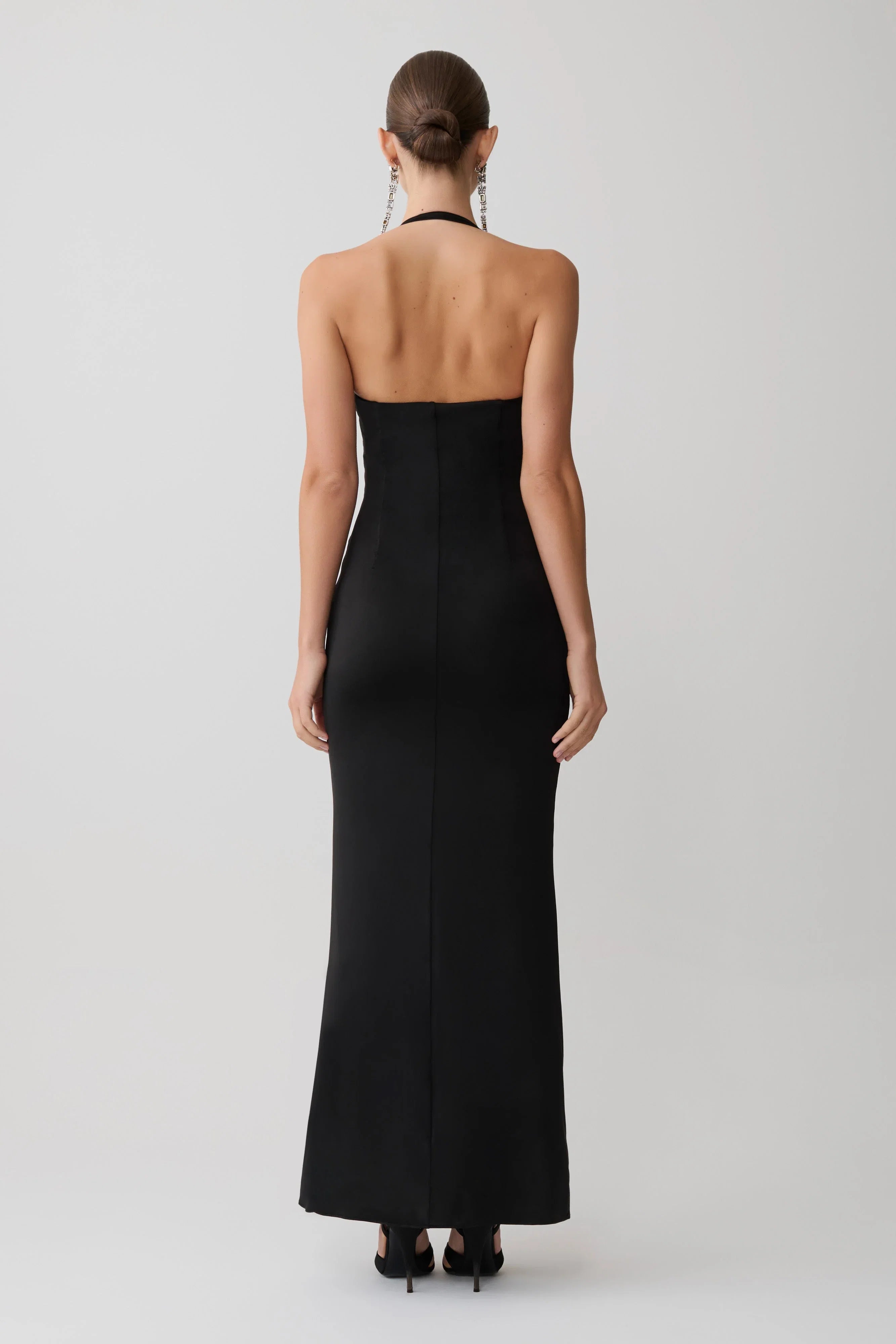 Hoai Gathered Slinky Halter Maxi Dress Black