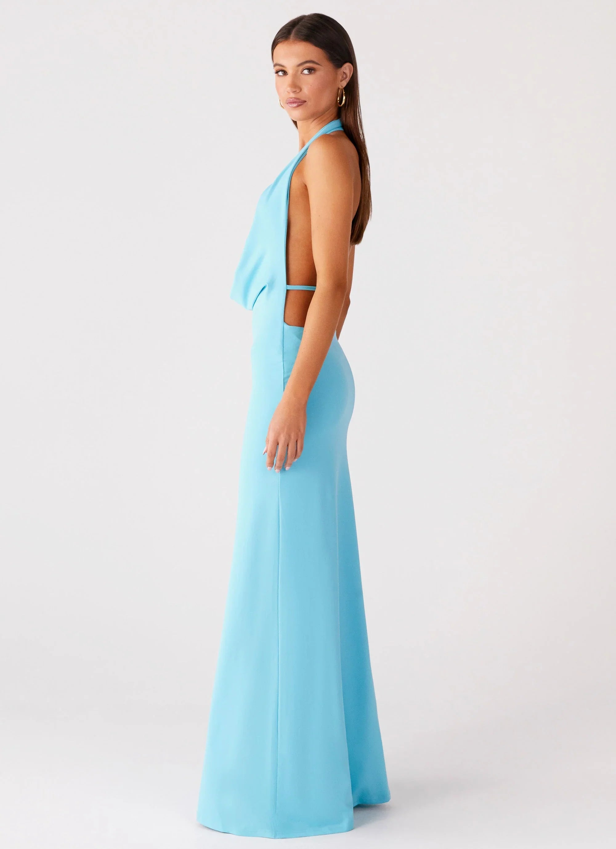 Driftwood Cowl Maxi Dress Turquoise