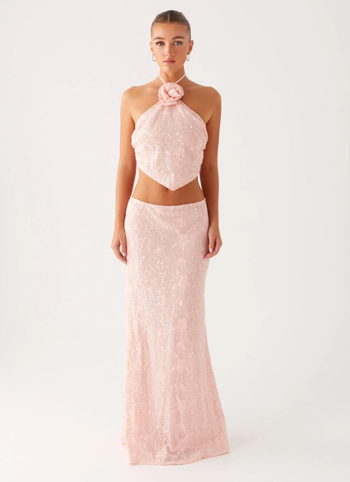 Nico Sequin Maxi Skirt Pink