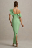 Angelina Green Draped Shoulder Maxi Dress