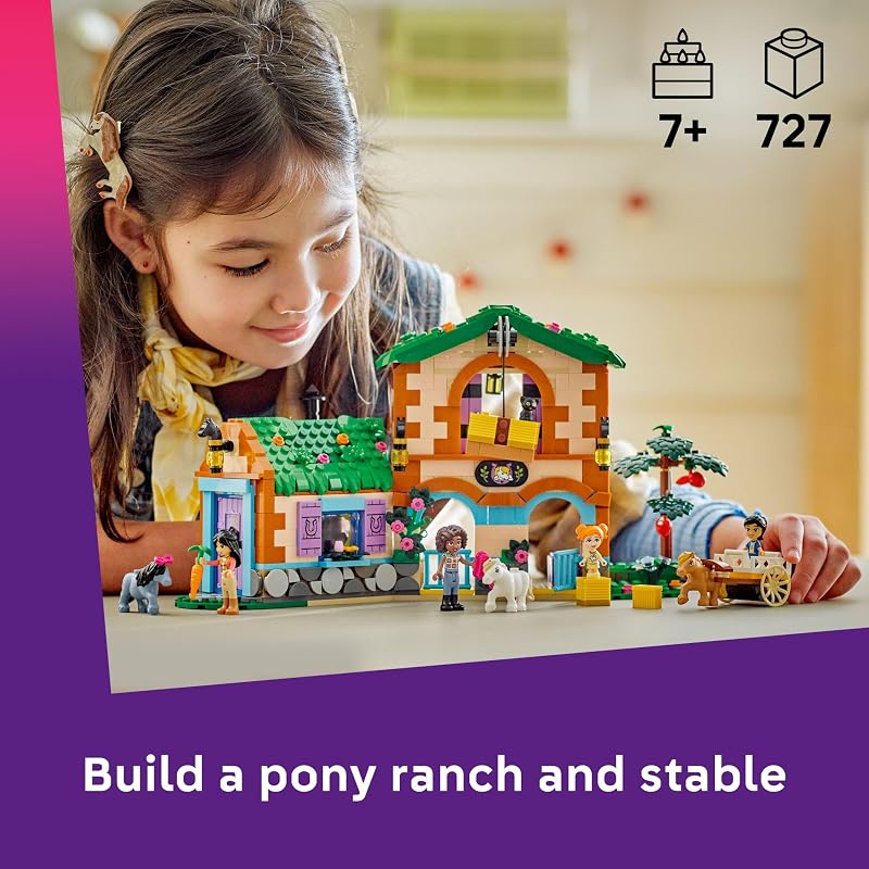 LEGO Friends Pony Ranch Stable Pretend Play Building Toy Playset with 3 Horse Toys for Creative Storytelling Birthday Gift Idea for Girls Boys Ages 7 Who Love Horse Stuff 42654
