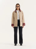 Beige Contrast Collar Barn Jacket