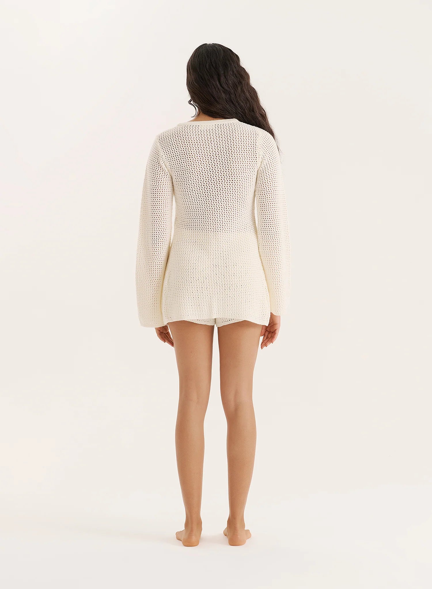 Cream Crochet Tie Front Top