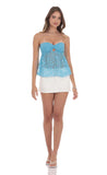 Floral Strapless Babydoll Top in Blue
