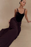 Roxanne Velvet Corset Maxi Dress Cacao Brown