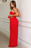 Jacqulin Bright Red Chiffon Maxi Skirt