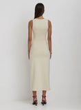 Cream Slinky Side Split Maxi Dress