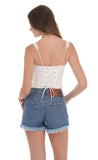 Distressed High Waisted Denim Shorts in Blue