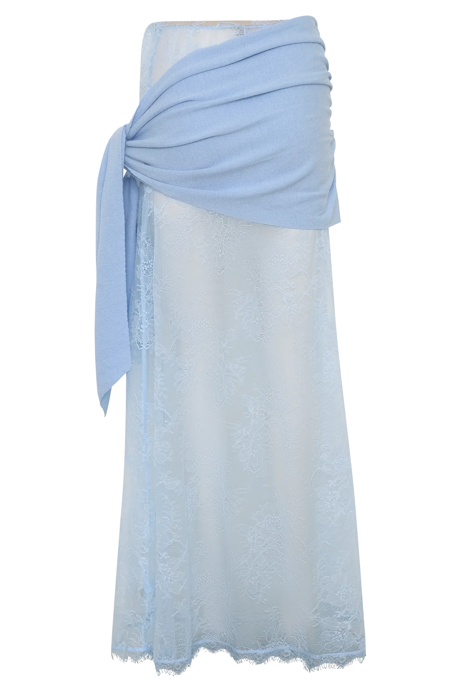 Lucy Lace And Knit Skirt Cornflower Blue