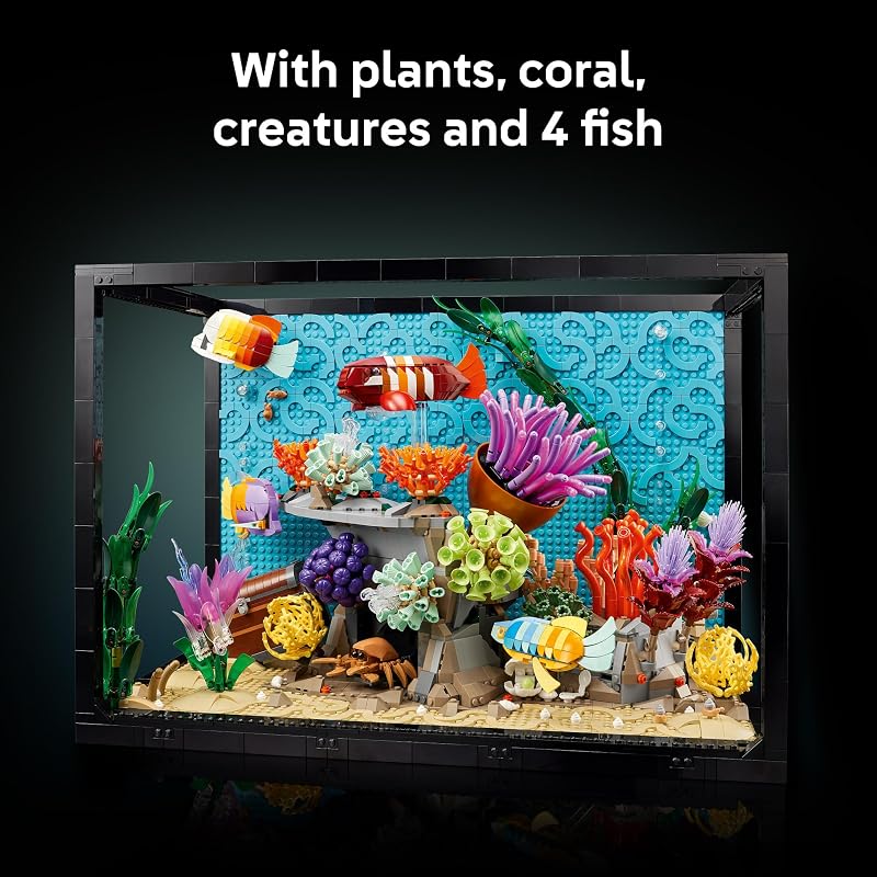 LEGO Icons Tropical Aquarium Building Set for Adults Ages 18 Bedroom Home Office Decor Gifts for Men Women Model Fish Kit with Plants Corals 10366