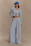 Aspen Gathered Wide Leg Jogger Light Grey Marle