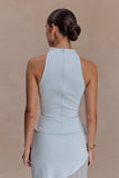 Portia Scuba Sleeveless Top Pale Blue