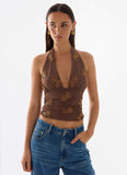 Malachi Beaded Top Chocolate