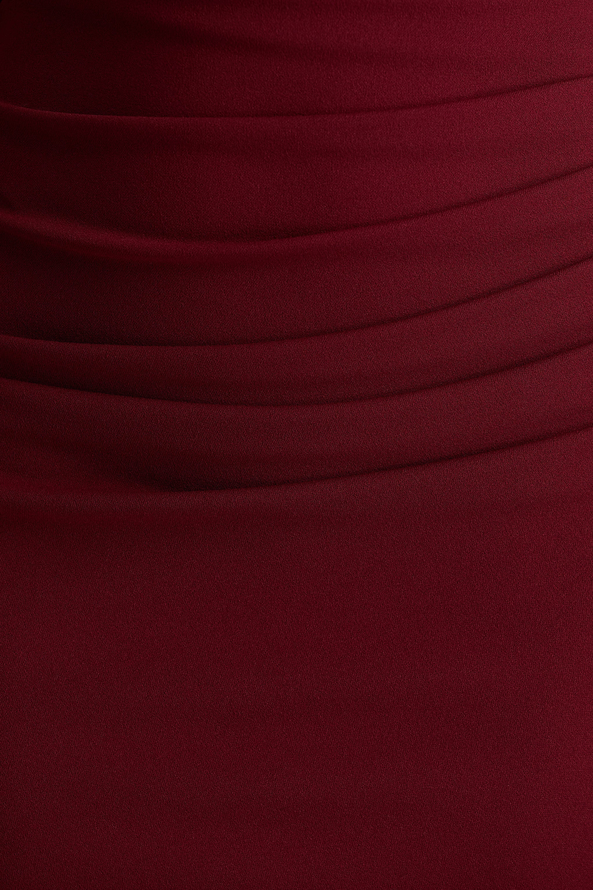 Leah Burgundy Asymmetric Neck Midi Dress With Cape Sleeve