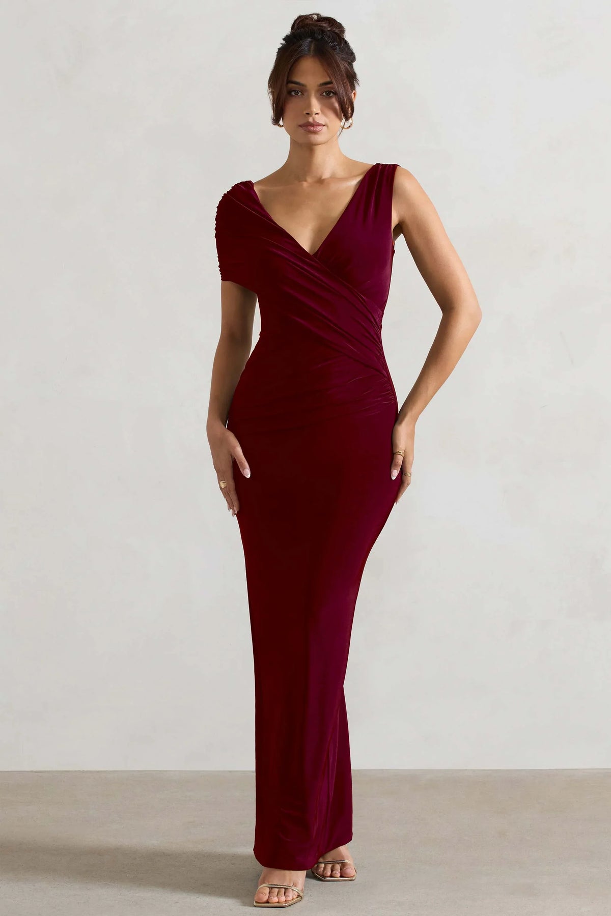 Capella Berry Asymmetric Wrap Maxi Dress