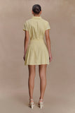 Aysha Buttoned Linen Mini Dress Lemon
