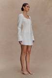 Carina Peplum Cotton Shirt Dress White