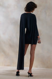 Prislia Black Round Neck Mini Dress With Cape