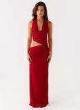 Main Act Halter Maxi Dress Raspberry
