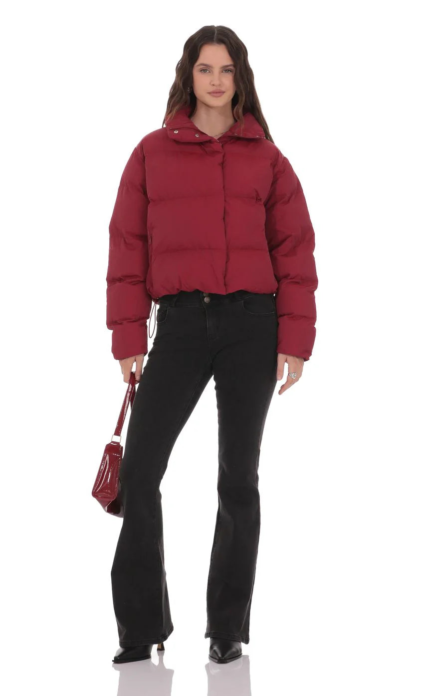 Puffer Jacket in Deep Red