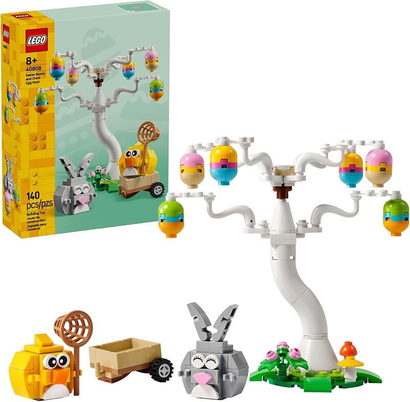 LEGO Easter Bunny and Chick Egg Hunt Building Toy for Girls Boys Springtime Pretend Playset for Kids Ages 8 Basket Stuffer or Gift Idea for Easter Birthdays Special Occasions 40808