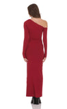 Off Shoulder Long Sleeve Maxi Dress in Red