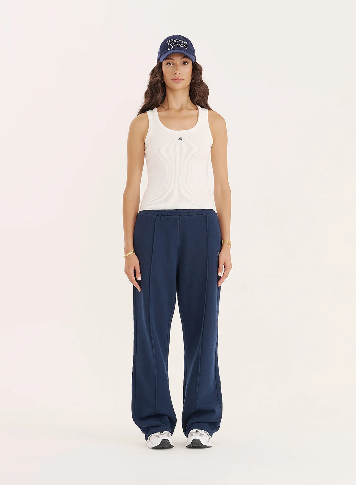 Navy 4th Wide Leg Branded Joggers