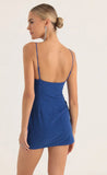 Rhinestone Slit Dress in Blue