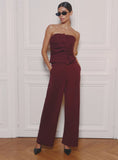 Burgundy Tailored Wide Leg Trousers