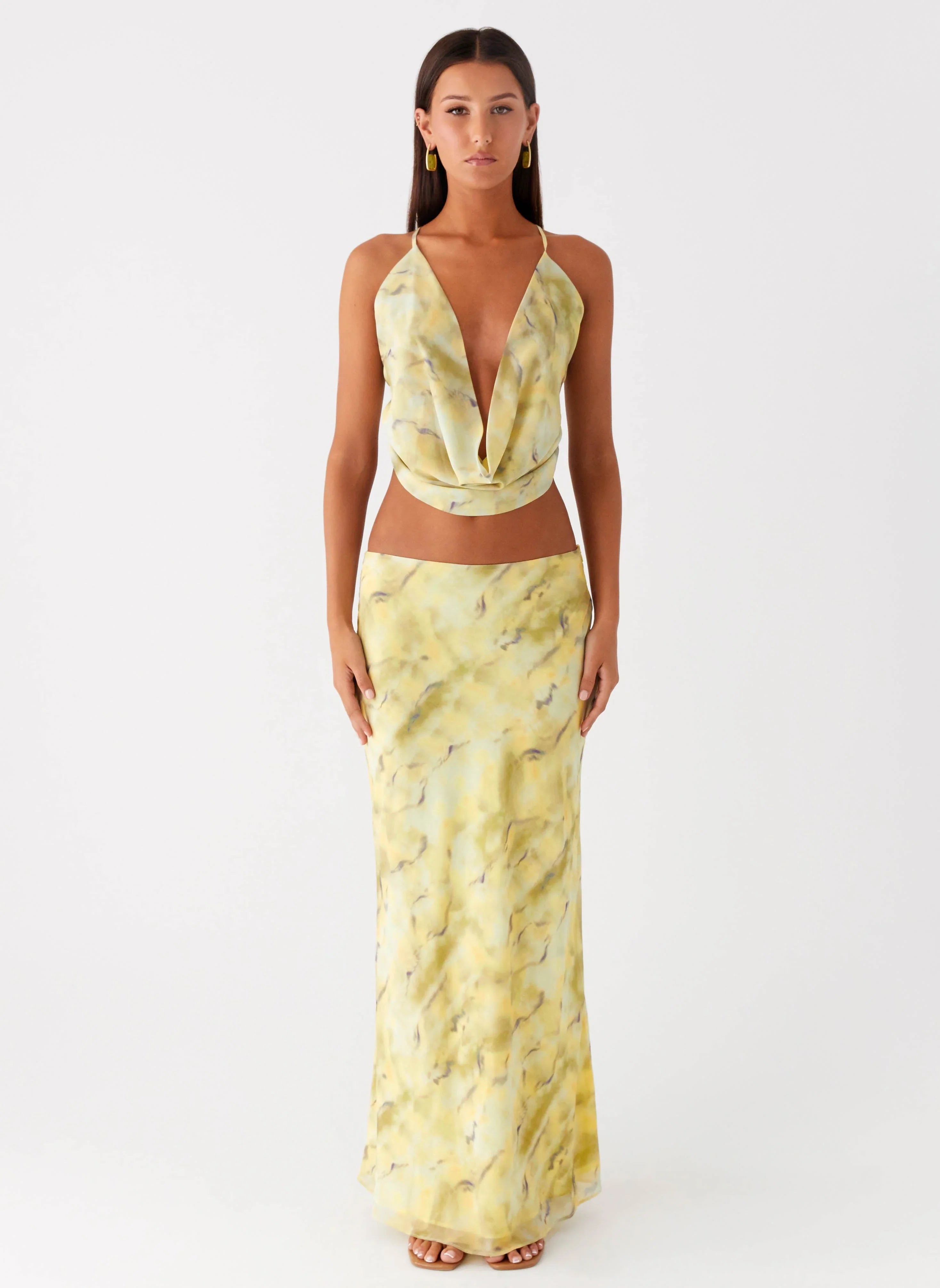 Kylo Low Rise Maxi Skirt Yellow Tie Dye