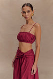 Scottie Shirred Linen Bandeau Wine