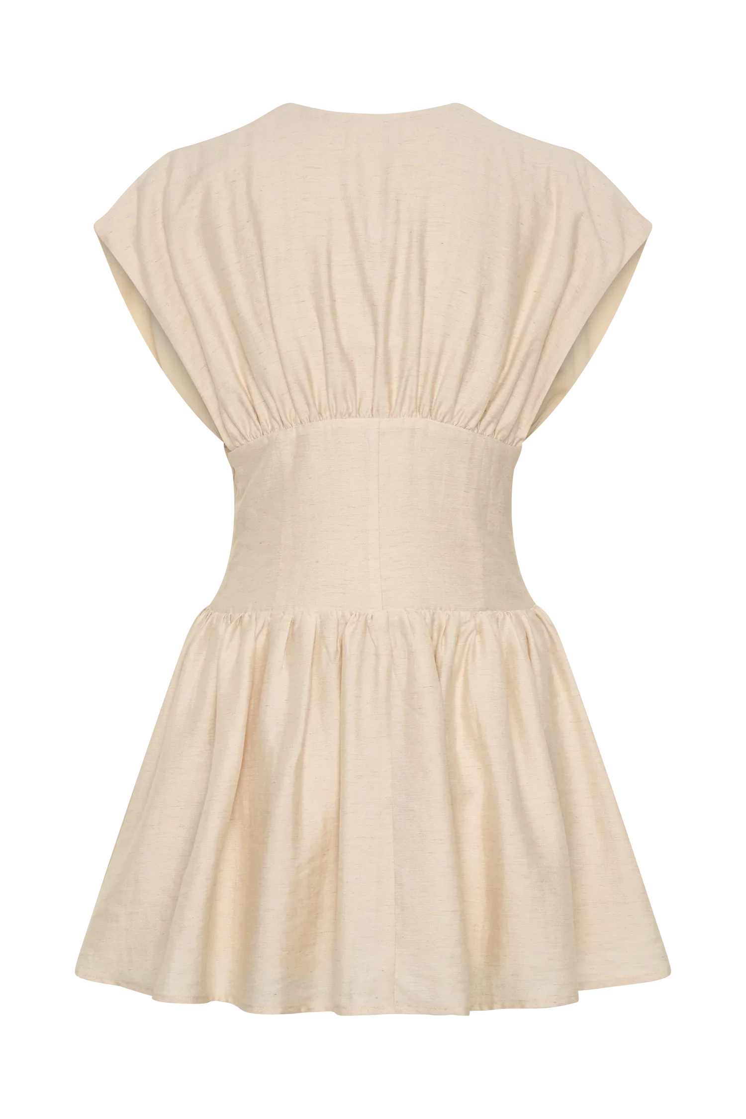 Arabella Cinched Waist Linen Mini Dress Natural