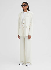 Cream Oversized Single Breasted Blazer